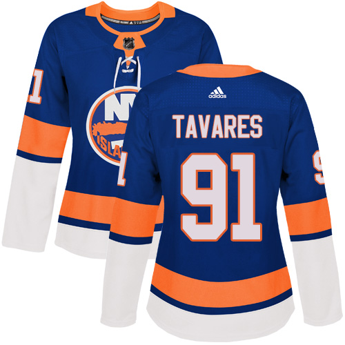 Adidas Islanders #91 John Tavares Royal Blue Home Authentic Women's Stitched NHL Jersey